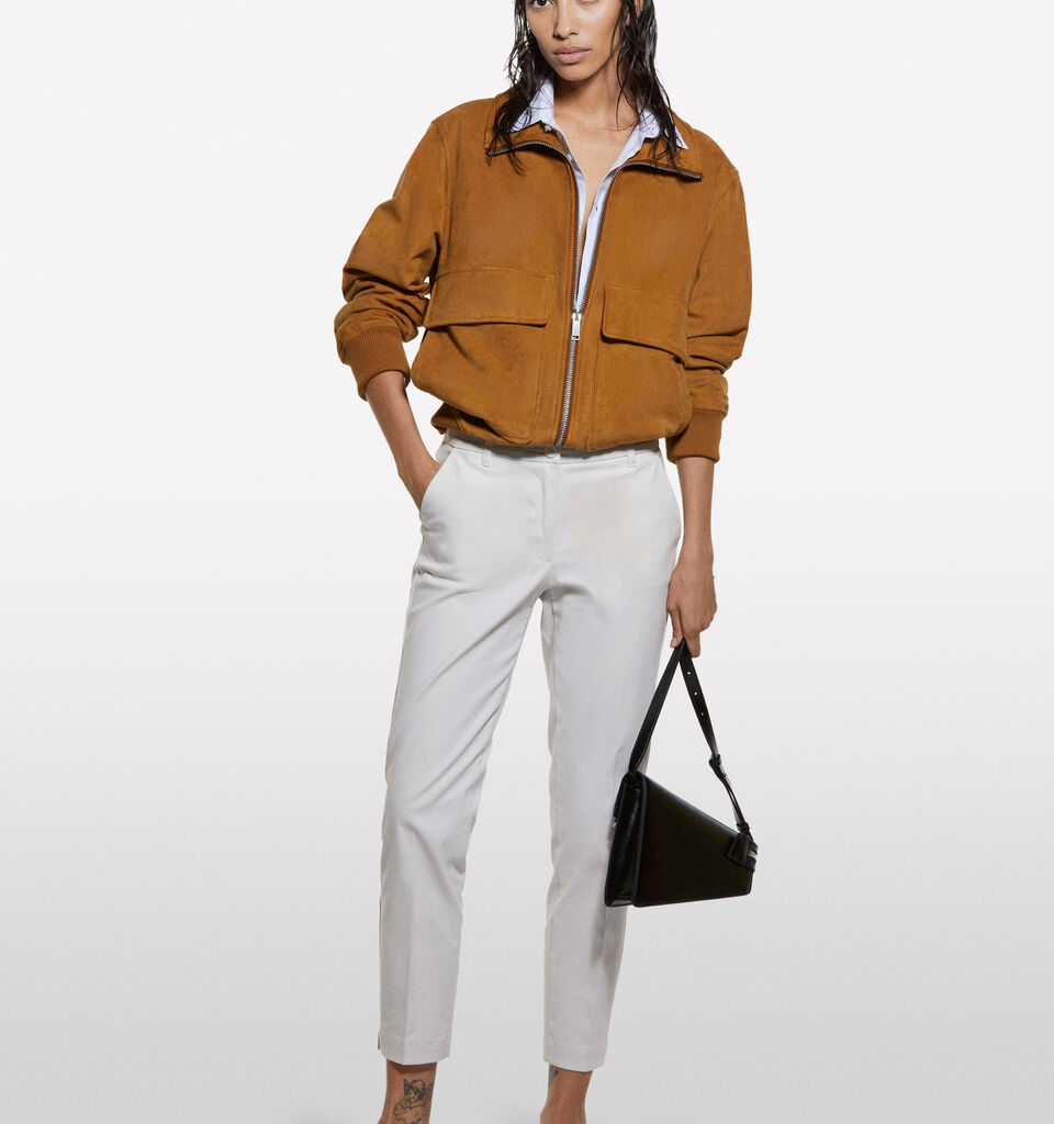 Light beige slim fit chinos - women's slim fit trousers - Beige | Sisley image number 1